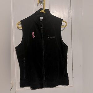 Columbia Fleece Vest Womens size Med Black Breast Cancer